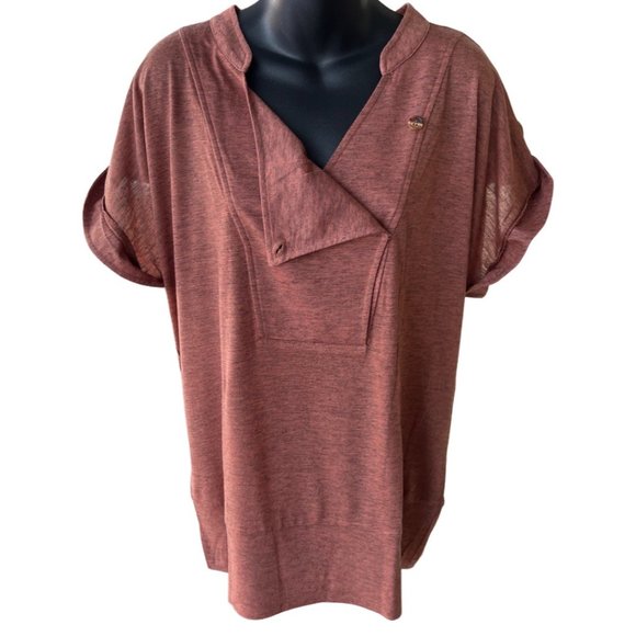 🌸4/$30🌸 Mandarin Collar Tab Cuff Shortsleeve Top - Picture 2 of 14